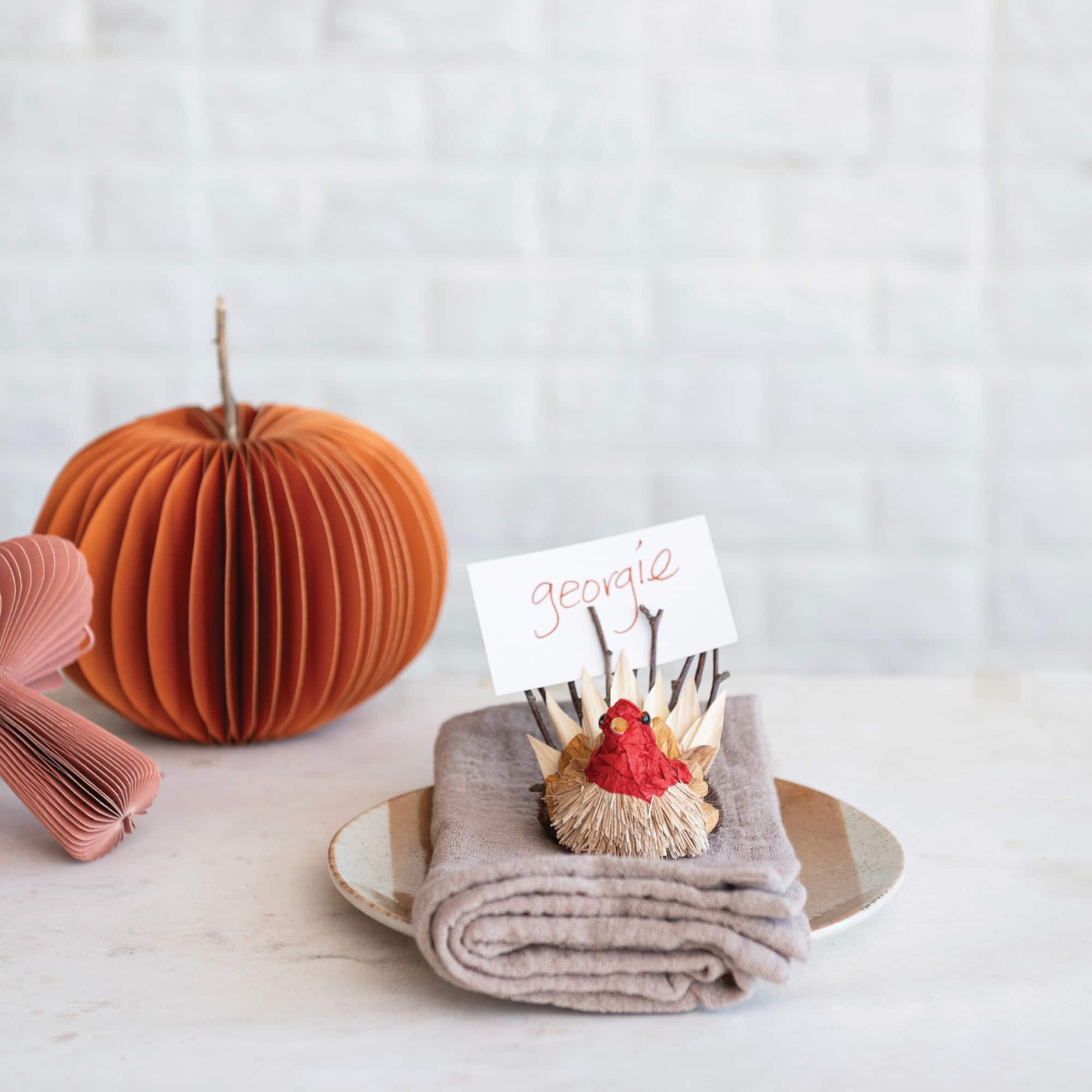 Hello Honey® 3" Dried Natural Corn Husk Turkey Place Card Holders, 3ct.